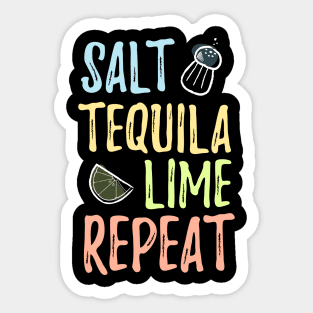 Salt, Tequila, Lime, Repeat - vintage design Sticker